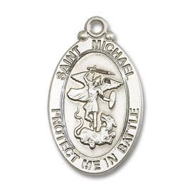 Bliss Sterling Silver St Michael Guardian Angel Coast Guard Pendant Necklace 24"