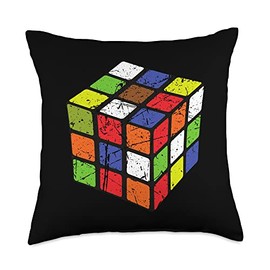 Rubix Cube Speed Cuber Puzzle Master Colorful Math Game Throw Pillow