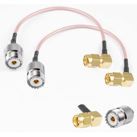 Vecys SO239 to SMA Pigtail SMA Male Right Angle to UHF Female SO-239 RF Coaxial Coaxial Cable RG316 6 Inch / 15 cm for Walkie Talkie CB Radio Handheld Radio Antenna Pack of 2