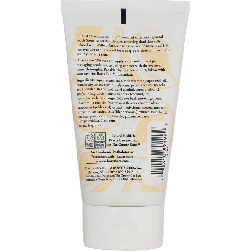 Burt's Bees Peach & Willowbark Deep Pore Scrub, 4-Ounce Tubes