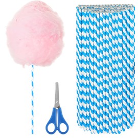100 PCS Cotton Candy Sticks Blue, Anglecai 13.8 Inch Cotton Candy Cones