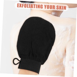 Mikinona Bath Exfoliating Scrub Gloves for Men and Women Scrubber with Elastic Band Dead Skin Remover Comfortable Viscose Material for Daily Cleansing and Exfoliation Black