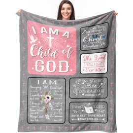 Mettdlly Christian Gifts for Women Blanket, I Am a Child of God Blanket, Inspirational Religious Birthday Gifts, Baptism Confirmation Gifts for Girls, Bible Verse Prayer Faith Throw Blanket60 X50