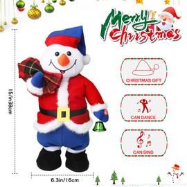Humor Ted Funny Novelty White Elephant with Packaging Box Electric Jumping Snowman and Singing Dancing Snowman Santa Toys Animated Christmas Plush Toy Xmas Gift for Kids