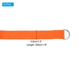 PATIKIL Yoga-Gurt zum Dehnen von 2,4 m, 6 Stück, Baumwolle, Yoga-Gürtel mit verstellbarer Metall-D-Ring-Schnalle, Stretchbänder für Fitness, Pilates, Orange
