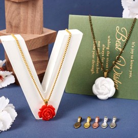 PandaHall Pack of 50 Glue-On Flat Pad Bails Leaf Deposit Pendant Cabochon Cabochon Crimp Bail Connector Pendant for Earring Necklace Jewellery Making