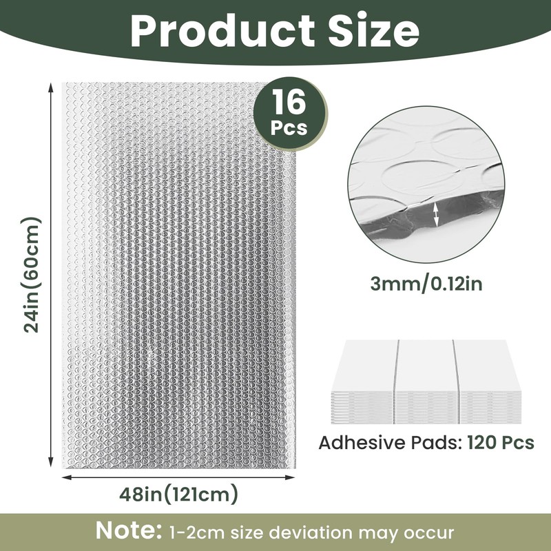 16PCS Garage Door Insulation Reflective Foil Panels 24" x 48"