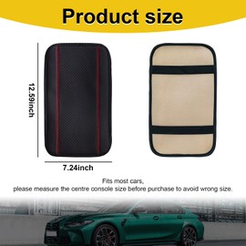 Augeny Car Center Console Cover, Waterproof Leather Auto Armrest Cushion Protection Pad, Four Seasons Universal Car Armrest Storage Box Mat, Universal Accessory for Most Vehicles (Black & Red)