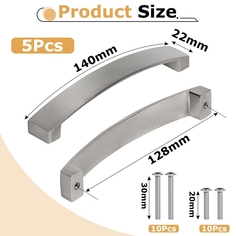 DBREAKS Pack of 5 Furniture Handles, 128 mm Hole Spacing