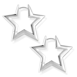 ALEXCRAFT Sterling Silver Star Hoop Earrings 27mm Star Earrings Star Earrings For Women