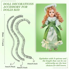 30 piezas de tiras de pestañas para muñecas Reborn Doll Art Doll Eye Lashes para muñecas DIY DIY 3 longitudes de pestañas 200 mm x 10 mm/8 mm/5 mm, negro