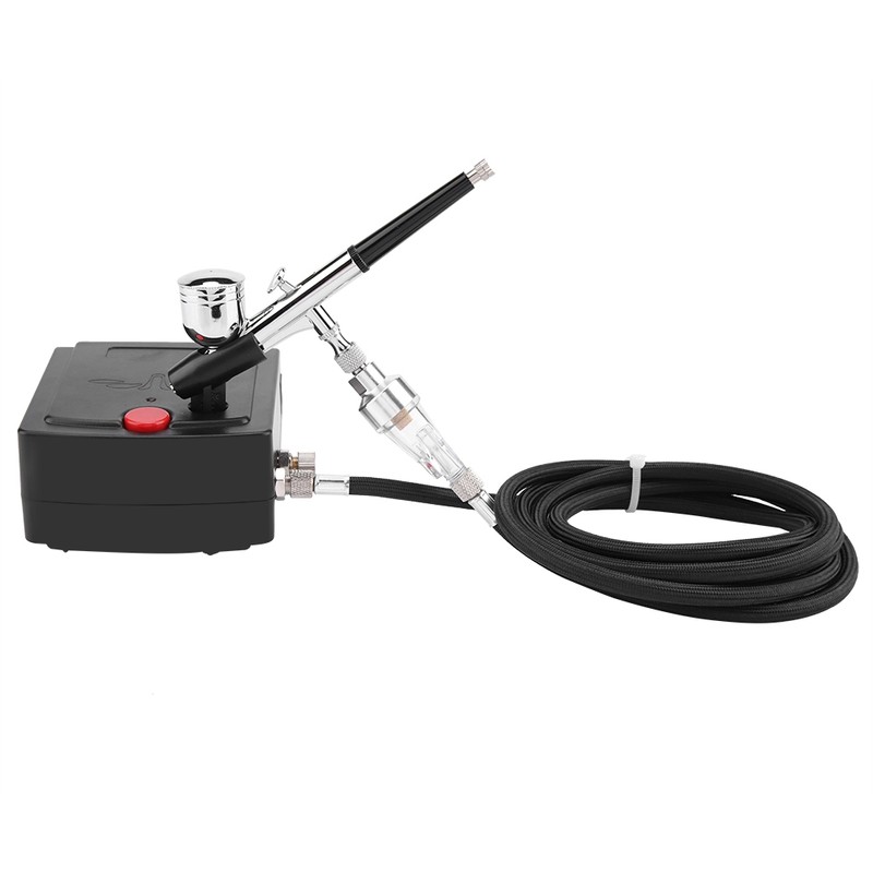 Dual Action Airbrush Kit Black Pump Spray Air Brush Gun