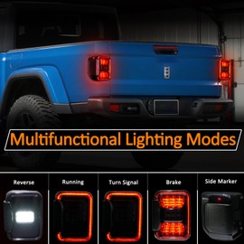 Gladiator JT Tail light, LED Tail Lights Compatible with 2020-2025 Jeep Gladiator JT, JT Brake Light Reverse Light Turn Signal Lamp Daytime Running Lamps DRL Side Marker Light Assembly