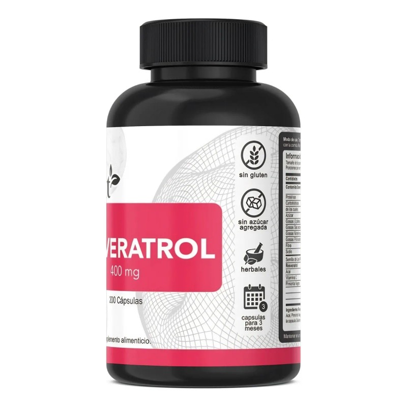 Resveratrol 400mg Vnat Cápsulas con Acaí y Semilla Uva 200un