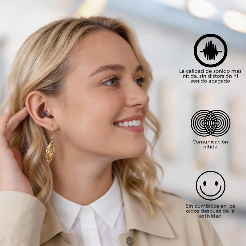 Tapones Auditivos para Músico, Protección Auditiva Certificada, SNR 26 dB