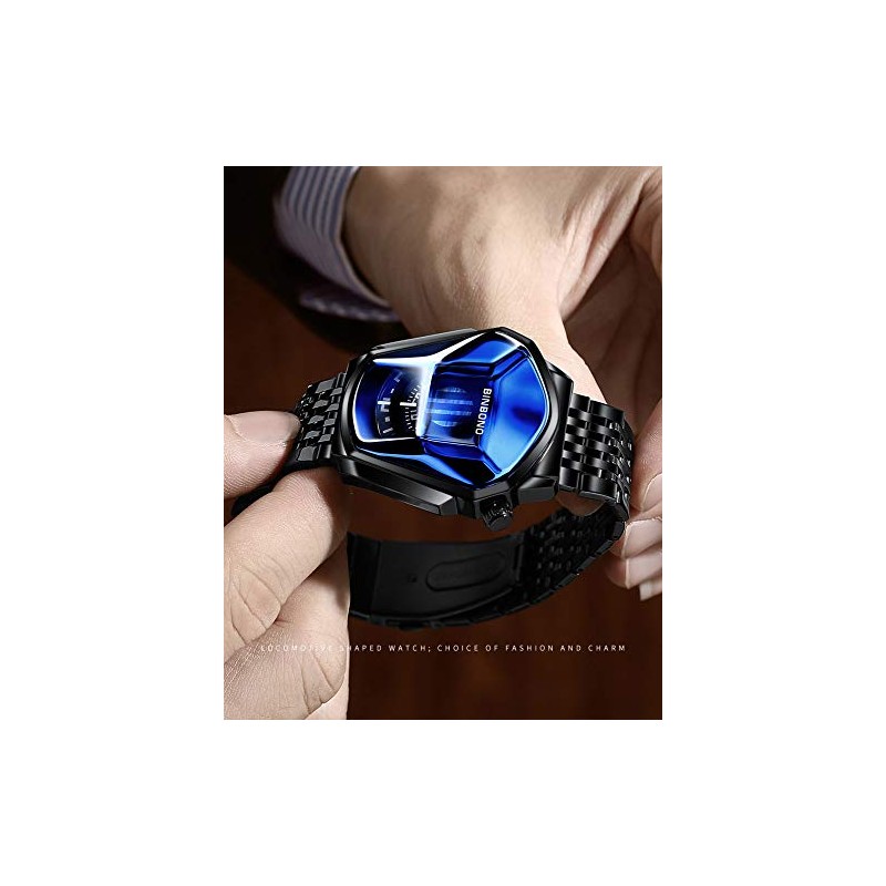 FANMIS Creative Fashion Blue LED Binary Digital Watches Men's Stainless