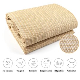 JUNKOGO 90% Shade Cloth for Garden, 10x30 Ft Beige Patio Sun Shade Fabric with Grommets, UV Protection, Outdoor Privacy Screen Shade Screen, Breathable Mesh Tarp Cover for Pergola, Deck, Porch, Pool