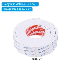 PATIKIL 2m/6.6ft Sealing Foam Tape, 5cm Wide 8mm Thick Single Sided Weather Stripping Door Seal Strip for Window Door Insulation, White
