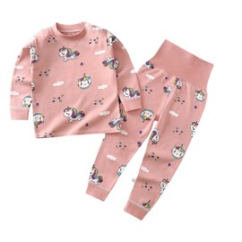 [Liry Showfoevng] Pajamas, Baby Clothes, Children's Clothing, Top and Bottom Set, 2-piece Set, Room Wear, Girls, Boys, Leggings, Abdominal Wrap, Long Sleeve Top, Long Pants, Thin, Soft, Cotton,
