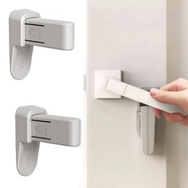 2 Pcs Baby Door Safety Locks, Door Locks for Children, Door Lock Without Drilling, Bedroom Door, Bathroom Door, and Kitchen Door Lock, Child and Pet Resistant Door Handle Lock