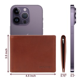 BOTANNER Genuine Leather Bifold Wallet for Men Slim | RFID Blocking, 8 Credit Card Slots, 2 Sections for Bills & 2 Additional Slots | For Him (Dark Walnut Brown)
