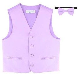 BOY'S Dress Vest & BOW TIE Solid Lavender Purple Color BowTie Set size 8