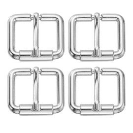 SUIKIHUM 4 Pack Roller Belt Buckle, 1 Inch Single Prong Belt Buckle, Roller Pin Buckle Zinc Alloy for Belt Bag Keychain, Silver