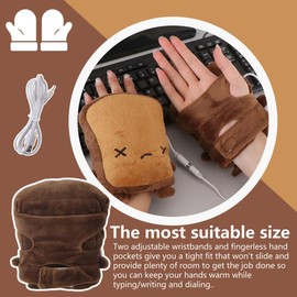 DEARCOOL USB Hand Warmers Half Wearable 5V USB Powered Toast Fingerless Hand Warmer Adorable Heated Toast Characters Sit