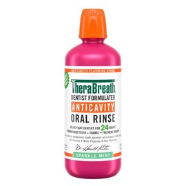 TheraBreath Anticavity Fluoride Mouthwash, Sparkle Mint, Dentist Formulated, 1 Liter (33.8 fl oz)