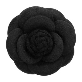PATIKIL Camellia Flower Brooches, Vintage Fabric Flower Brooches Handmade Floral Pins for Women Hat Dress Shirt Tie Corsage, Black