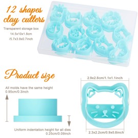 ORIGACH 12 Stytle Cute Animal Clay Cutters, Animal Studs Polymer Clay Cutters Set Cat Bear Pig Cow Clay Cutters for Earring Making Small Animal Face Studs Clay Cutters for Jewelry Making