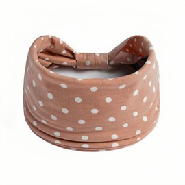 Bomeirc 1 Pack Boho Headbands Stretch Paisley Print Bandana Headband Criss Cross Hair Bands Knotted Head Wrap Yoga Daily for Women and Girls (Polka Dot Brown)