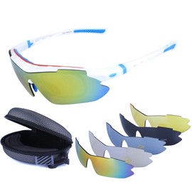 LOVE'S Polarized Sports Sunglasses with 5 Interchangeable Lenes for Cycling Running