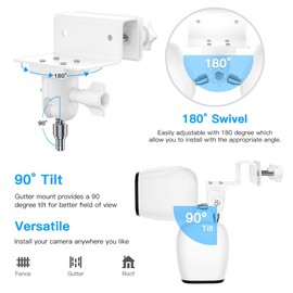 OkeMeeo Universal Gutter Mount for Cameras with 1/4'' Screw Compatible with Arlo Essential, Arlo Ultra 2, Arlo Pro 5S, Arlo Pro 3, Arlo Pro 4, for eufy Cam 2C and More (White, 2 Pack