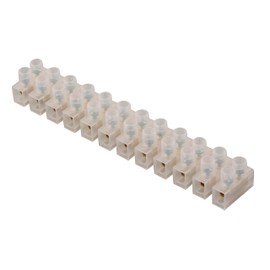 GTSE 10 Pack of 12 Way 5 Amp Electrical Connector Block, 115mm Length, White Terminal Block Electrical Connector Strips