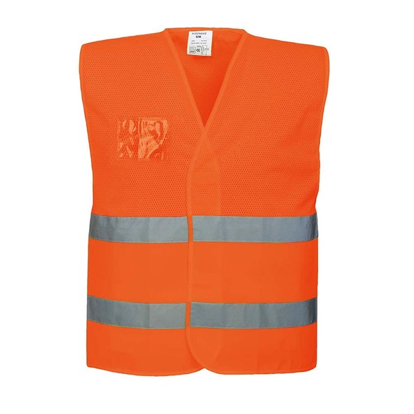 Portwest C494ORRL/XL Hi-Vis Mesh Vest, Regular, Large/X-Large, Orange