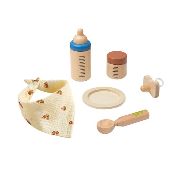 UPKOCH Wooden Baby Doll Feeding Set, Pretend Play Feeding Set