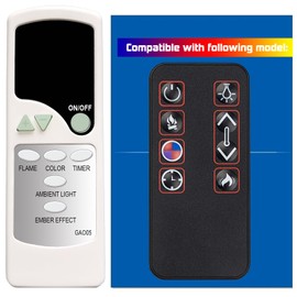 Replacement Remote Control for Real Flame Electric Fireplace 9220E-AGR 9220E-CHIC 9220E-W 5910E 6030E 6030E-W 5950E 1750E 3750E-O 3750E-DE 3750 3750E 3850E-TFE 2770E 7330E 7720E 7740E 7930E