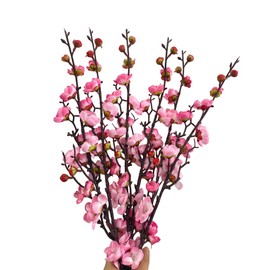6pcs 18"Artificial Peach Flower Garland Hanging,Plum Tree Branch for Spring Home Room Wedding Party, Christmas Flower Arrangements Wreaths,Table Decoration Accessories Beach Theme Decor (Pink)