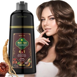 OUKEYA Dark Brown Hair Dye Shampoo 4 In 1, Hair Color Shampoo for Gray Hair Coverage for Women & Men, Instant Natural Herbal Ingredients Color Professional Salon-Level Treatments