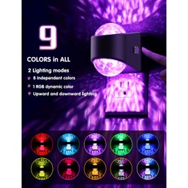 L LOHAS LED Night Light Projector for Kids,Plug in Night Light with Light Sensor,9 Color Changing RGB Star Projector Galaxy Nightlight for Playroom Decor Party Birthday Gifts