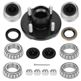 shliyitx 1 Sets Trailer Hub Kit 4 Bolt 4, Trailer Axle Kit for 2000 lb 4 Lug Trailer Hub Fits 1" and 1-1/16" Spindle, Trailer Hub Kit with Extra Dust Cap and Rubber Plug