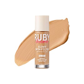 Ruby Kisses Glowy Skin Filter Foundation - All-in-1 Primer, Skin Tint & Highlighter, Hydrating Light Coverage with Squalane, Natural Dewy Finish, Luminous & Radiant Glow (Tan)