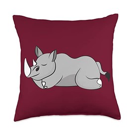 Kaisi Drawing,snooze,snooze,dream Sleep,dream Pajamas, Snooze Light Children, Rhino Sleep Throw Pillow, 18x18, Multicolor