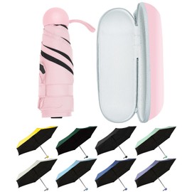 UVANTI Umbrella Small Mini Umbrella with Case - Light Folding Compact Travel Umbrella Lightweight Portable Parasol for Backpack Purse - Sun & Rain Pocket UV Umbrellas for Kids Girls Boys Women
