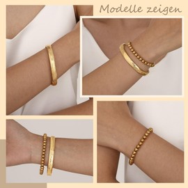 XUANPAI Pack of 2 Islamic Bracelet for Women with Ayatul Kursi - Arabic Allah Beads Stacking Bangles Quaran Tasbih Religious Protection Islam Eid Ramadan Jewellery Muslim Gifts, Stainless Steel, No