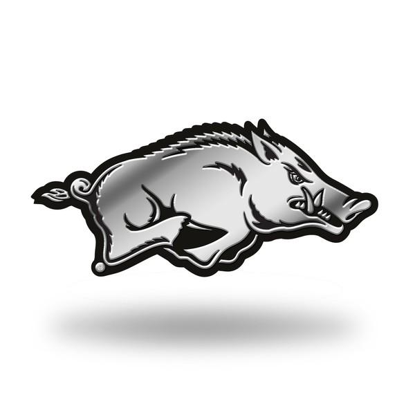 Rico Industries NCAA Arkansas Razorbacks Chrome Finished Auto Emblem 3D Sticker , Silver