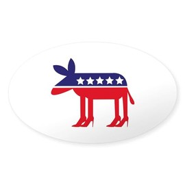 CafePress Democratic Donkey On Heels Oval Car Bumper Sticker