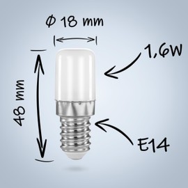 POPPSTAR 4 x Fridge Lamp LED (E14, 1.6W, Cool White, 150 lm (16 W)) Bulbs for Fridge, Sewing Machine