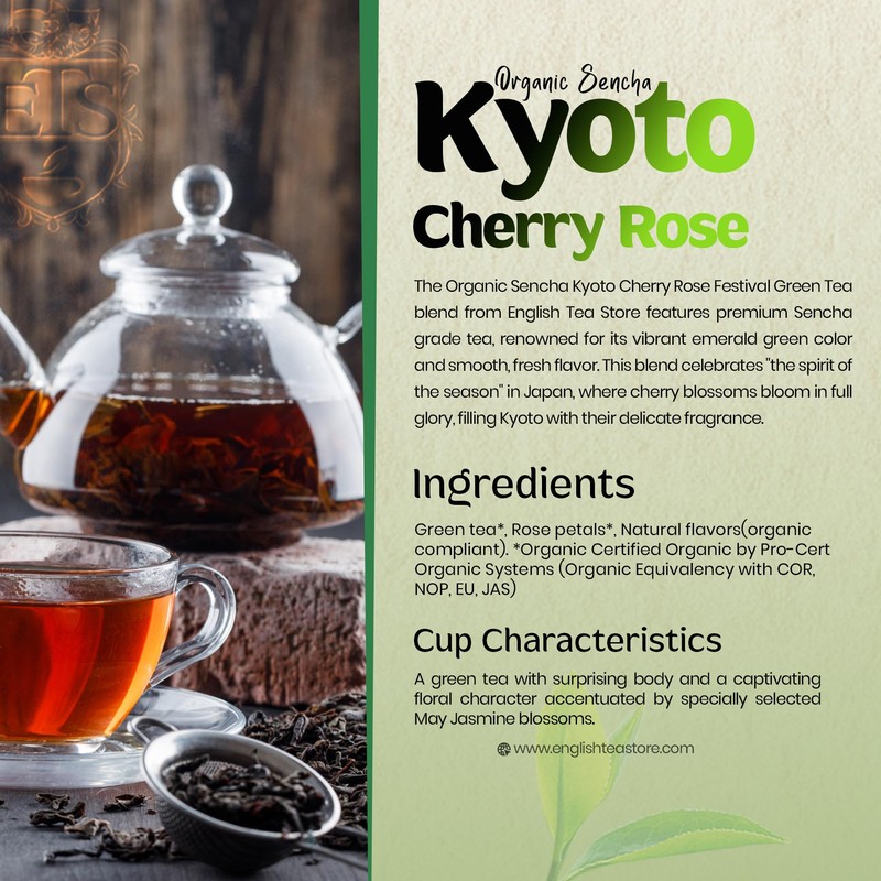 Organic Sencha Kyoto Cherry Rose Festival Green Tea | Loose